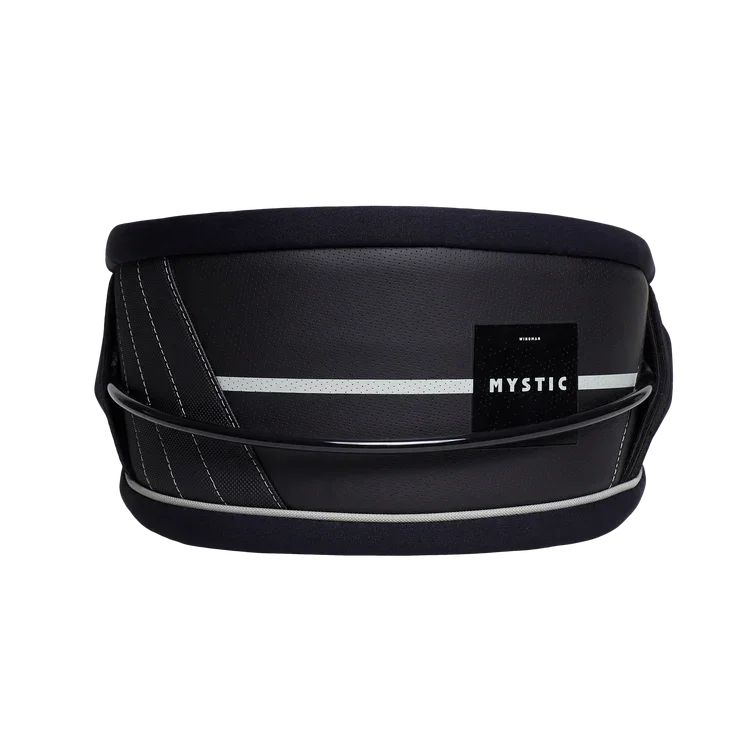 Cinturão de kitesurf Mystic preto com detalhe cinza, acessório para velejo e kite na Orca Sports