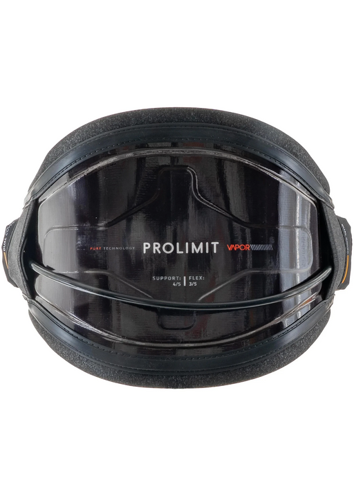 Cinturão de kitesurf Prolimit Vapor preto, apoio rígido, acessório Orca Sports.