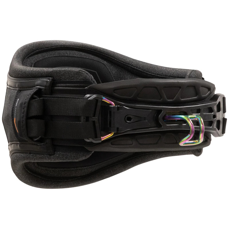 Cinto de trapézio preto para kitesurf Orca Sports com fivela metálica multicolorida