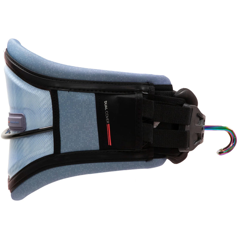 Cinturão de kitesurf azul com gancho colorido, acessório esportivo Orca Sports.
