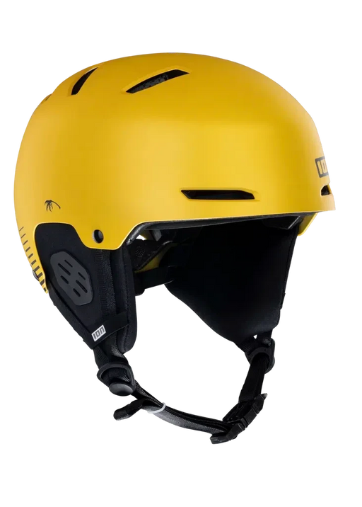 Capacete esportivo amarelo moderno Orca Sports, com ventilação e viseira para kitesurf ou wing.