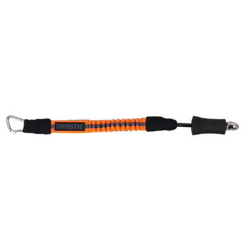 Leash de segurança Mystic laranja para kitesurf, acessório Orca Sports, vista lateral.