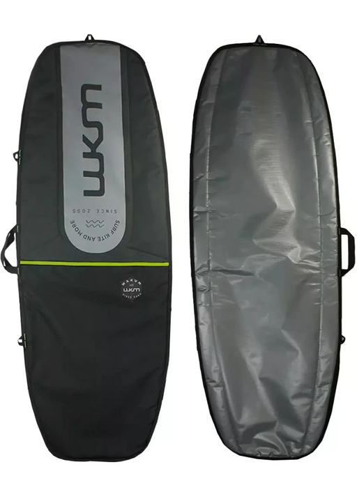 Capa de prancha WKM para kitesurf, preta e cinza, com alças e zíper, na Orca Sports.