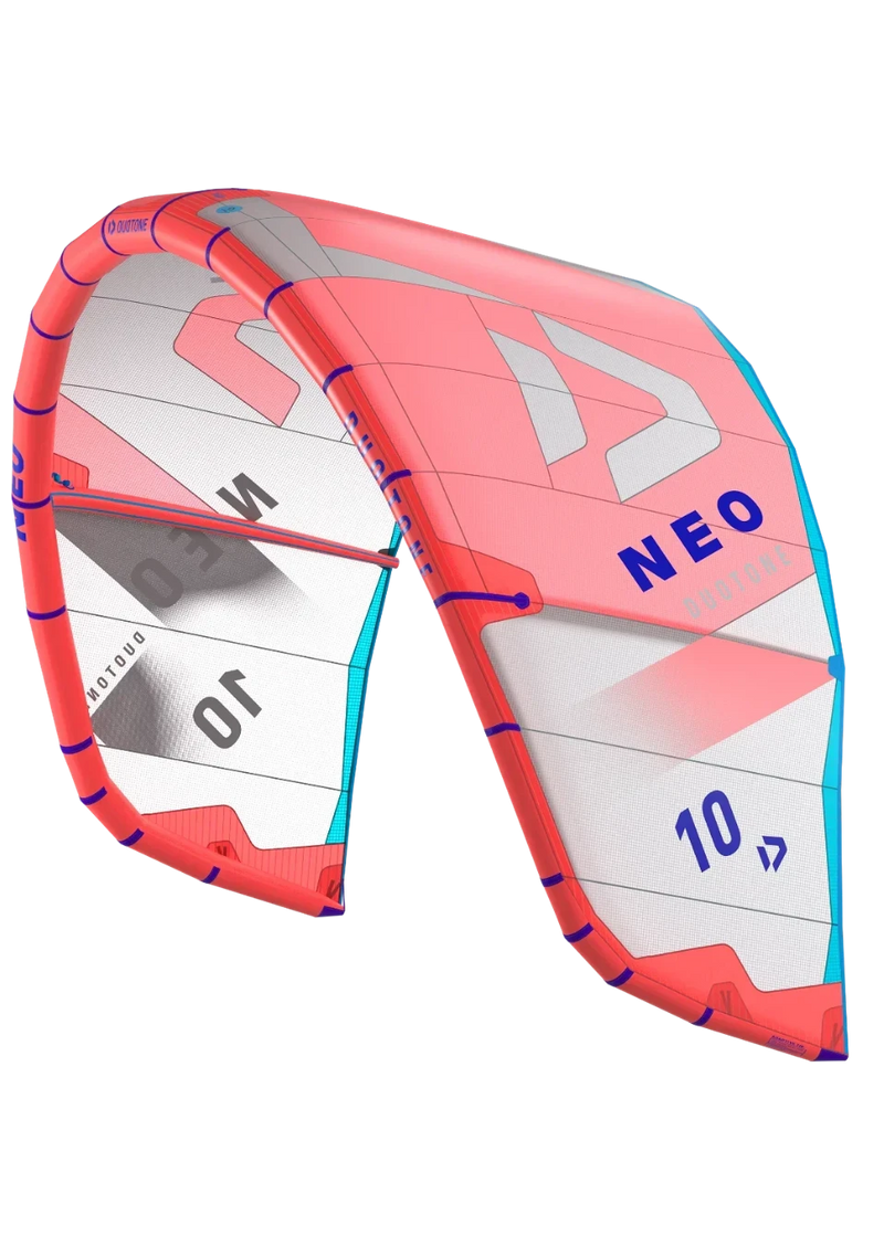 Pipa de kitesurf Duotone Neo 10 rosa e branca, destacada, oferecida pela Orca Sports