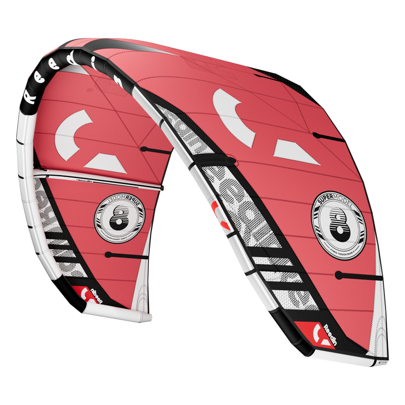 Pipa de kitesurf Reedin SuperModel vermelha, destacando design moderno para esportes aquáticos
