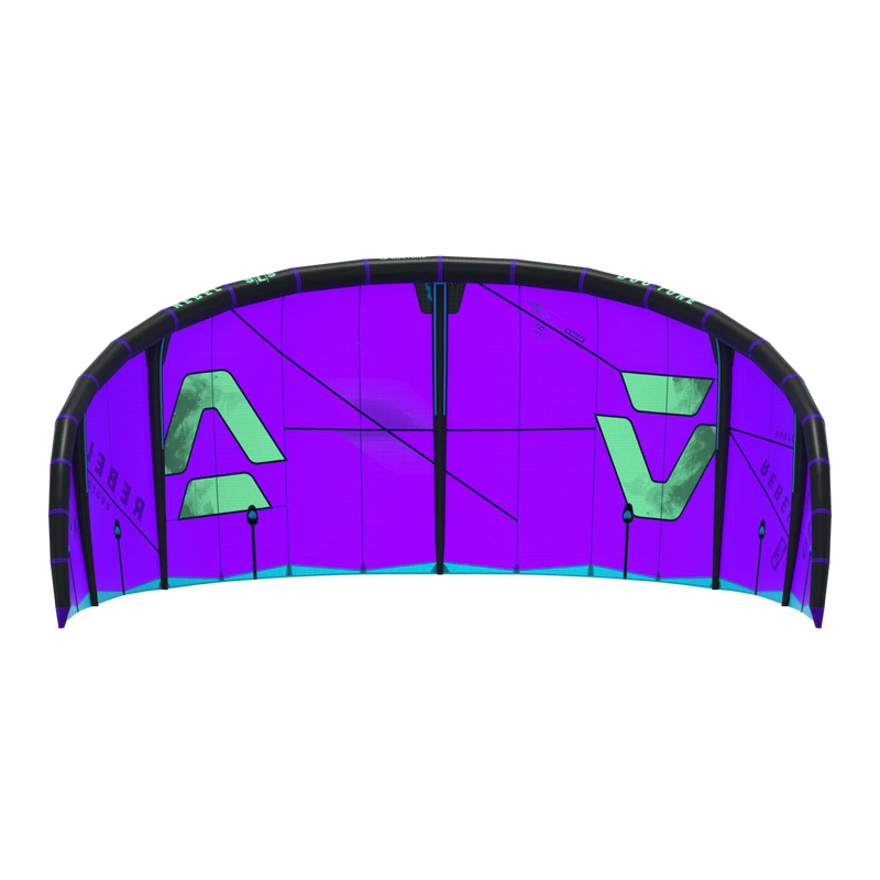 Pipa de kitesurf roxa com detalhes verdes, vista frontal, disponível na Orca Sports
