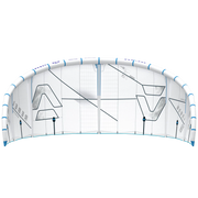 Pipa de kitesurf Rebel SLS branca com detalhes azuis, produto da Orca Sports