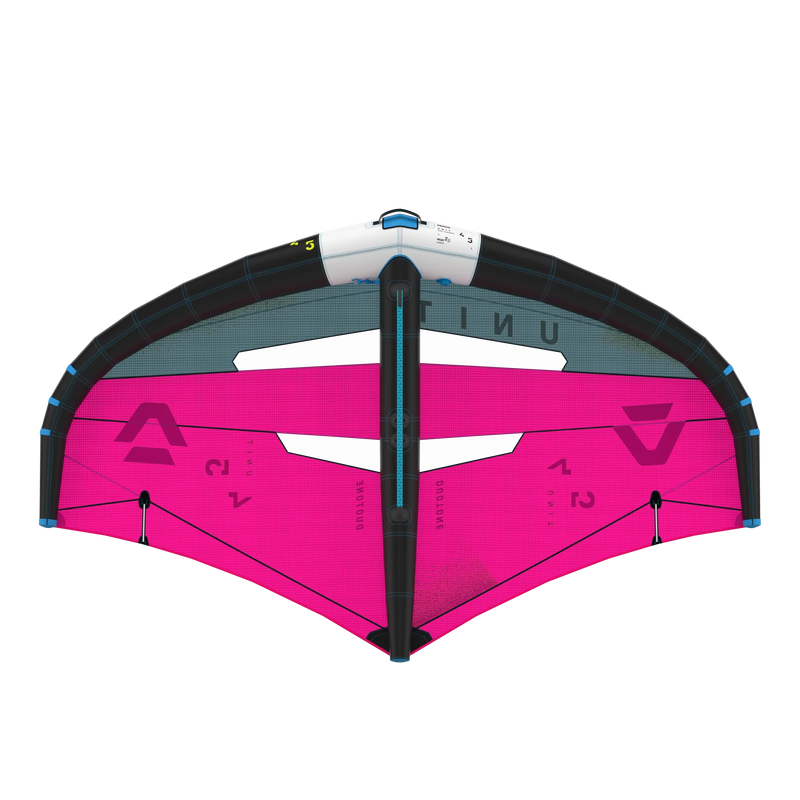 Asa wing foil Duotone rosa e preta para kitesurf, destaque da Orca Sports.