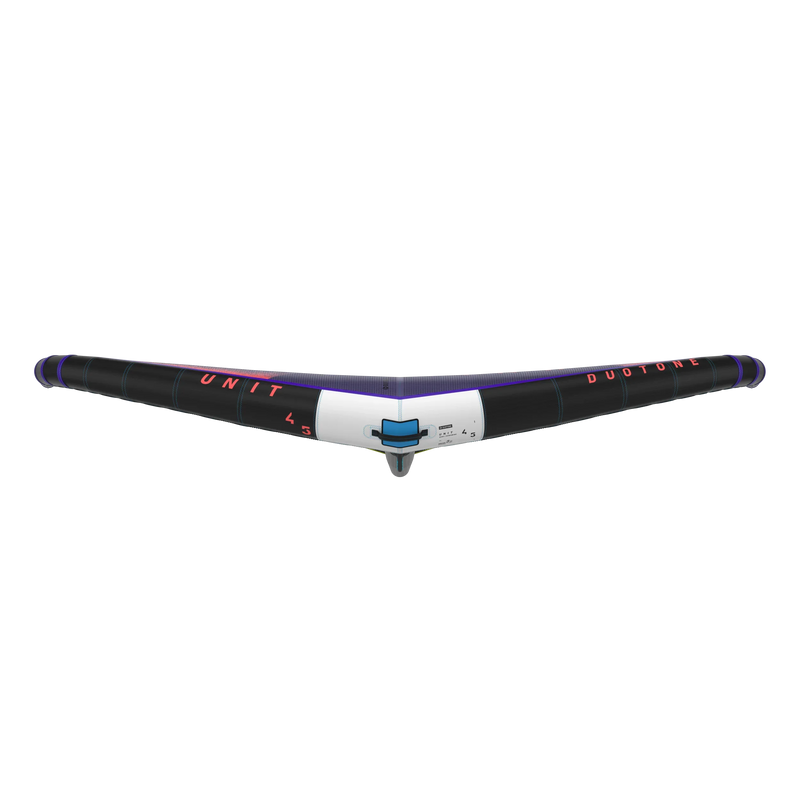 Wing de kitesurf Duotone Unit preto com detalhes roxos, Orca Sports