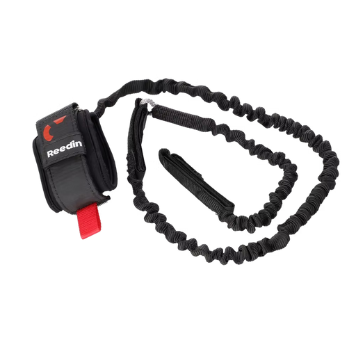 Leash elástico Reedin para kitesurf preto, acessório Orca Sports para segurança no velejo.