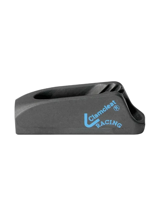 Clamcleat preto para kitesurf e velejo, acessório Orca Sports, com logotipo azul.
