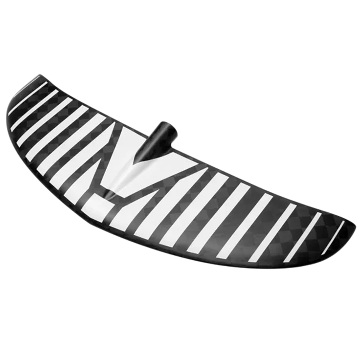 Asa frontal de foil em carbono com listras brancas para wing foil, acessório Orca Sports.