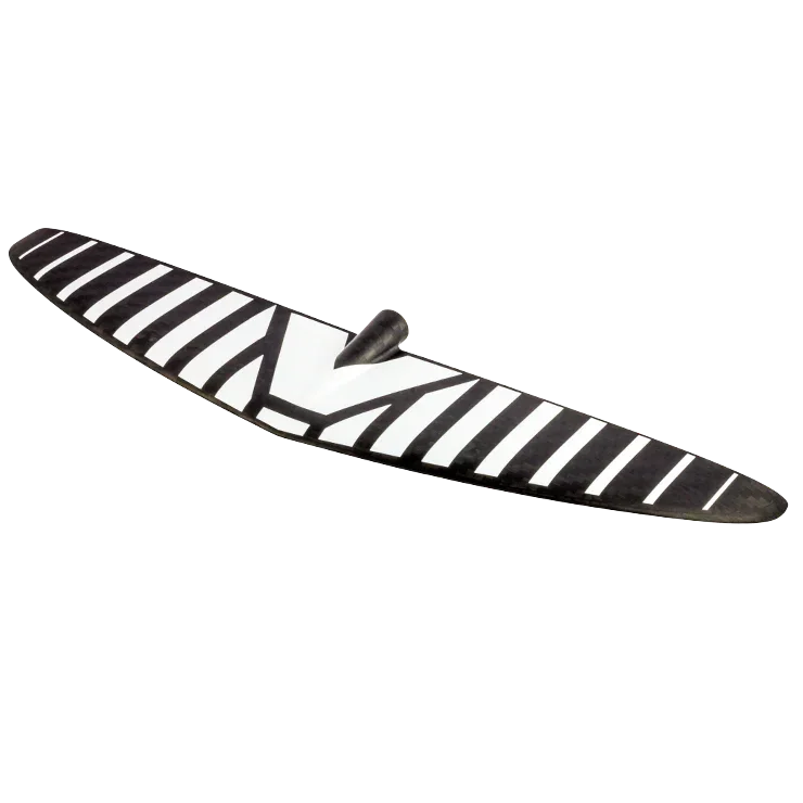 Asa frontal de foil para wing foil preta com listras brancas, acessório de kitesurf Orca Sports