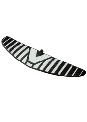 Asa dianteira de foil carbono para wing foil Orca Sports, com listras brancas e pretas.