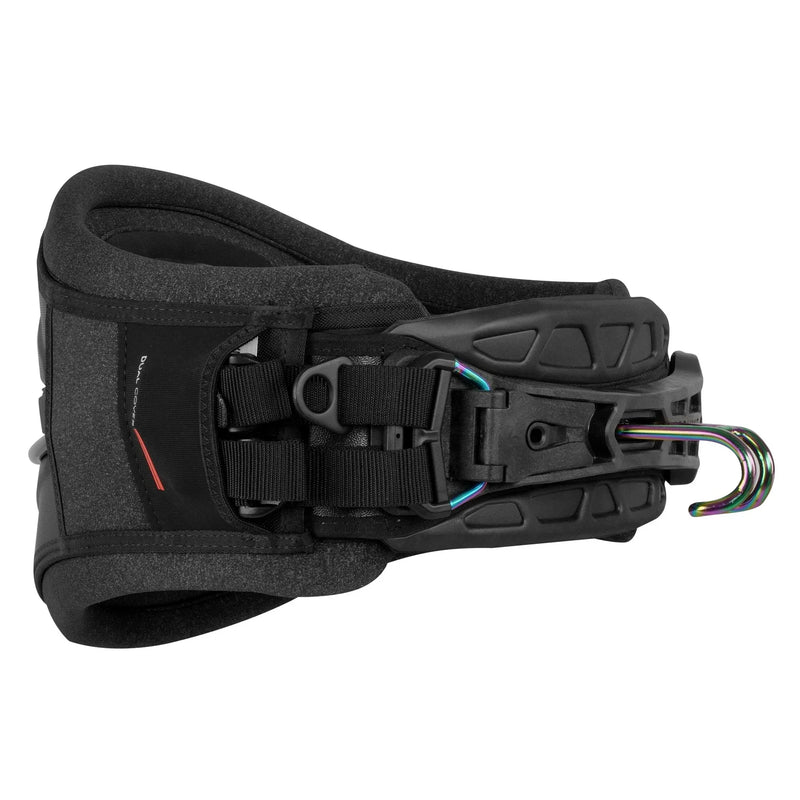 Cinturão de kitesurf preto com gancho metálico, Orca Sports, acessório para velejo profissional