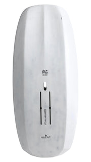 Prancha branca de wing foil vista de cima, com trilhos para foil, produto Orca Sports.