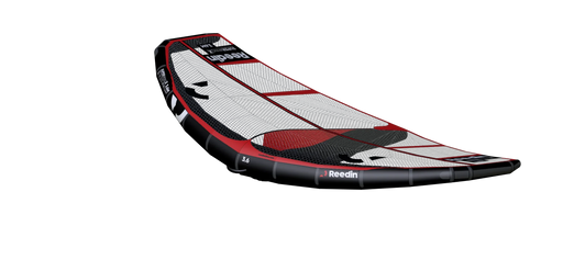 Asa de wingfoil Reedin SuperWing X3 preta e vermelha, produto para kitesurf da Orca Sports