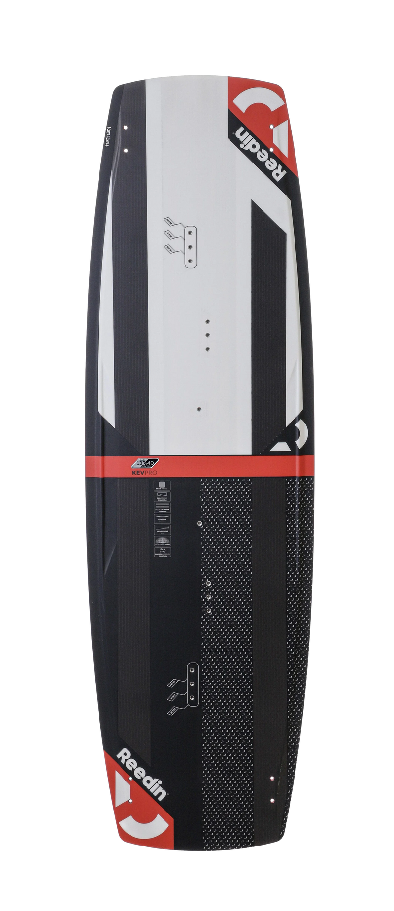 Prancha de kitesurf Reedin KevPro preta e branca, Orca Sports, para alta performance